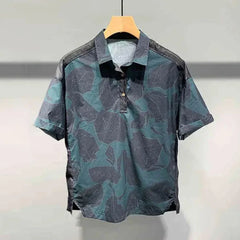 Hearujoy Mens Short Sleeve Shorts Set Creative Print Pattern Fashion Splicing Design Short Sleeve Short Casual Personality Chic Suit