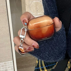 YICKYUE  -  Korea Lovely Transparent Amber Color Soft Earphone Case For AirPods 4 With Coffee Pendant Protective Shell For AirPods Pro 2 3