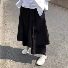 HEARUJOY  -  Dark Skirt Pants Japanese Retro Double-Layer Casual Samurai Pant Hakama Genderless Streetwear Fashion Wide-Leg Pants Unisex 2025