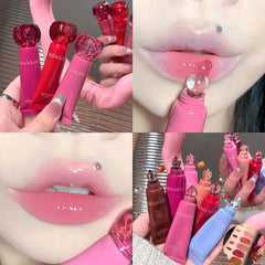YICKYUE  -  Chocolate Brown Plumping Lip Gloss Watery Crystal Jelly Lip Gloss Moisturizing Glass Lip Tint Soft Tube Makeup Applicator Beauty