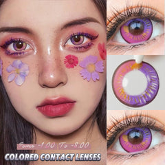 YICKYUE  -  Red& Blue Myopia Colored Contact Lenses 6 Months Disposable Anime Cosplay Contacts For Coser Daily Beauty & Makeup