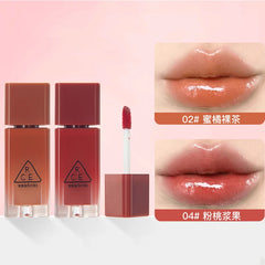 YICKYUE  -  Cherry Pink Colors Waterproof Jelly Mirror Lip Glaze Orange Color Translucent Tint Glass Liquid Lipstick Lip Gloss Daily Makeup