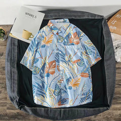 HEARUJOY  -  Regular Fit Men'S Slim Fit Shirt Men'S Floral Shirts Cotton Button Down Holiday Beach Shirts With Pocket Camisa Masculina