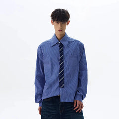 HEARUJOY  -  Light Blue Plaid Shirt Mens Japanese Style Vintage Suit Inner Wear Long Sleeve Shirt High End Sense Spring Outfit Outerwear