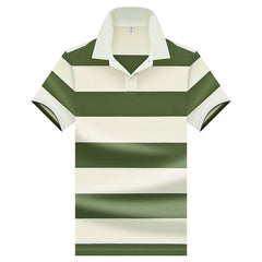 HEARUJOY  -  Summer Polo Shirt Man Casual Striped Polo Shirt Men Short Sleeve Lapel Button Shirt Business Fashion Golf Japanese Men Clothing