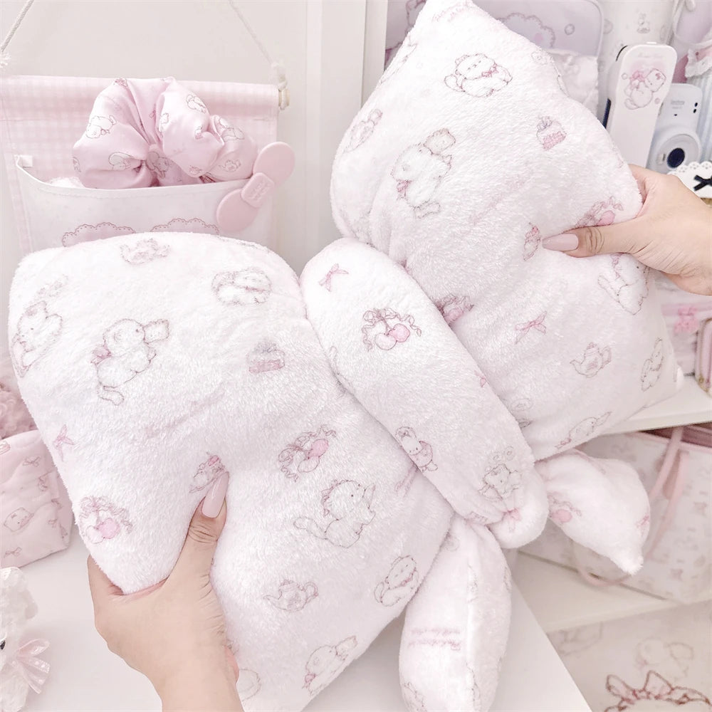 YICKYUE  -  Cute Pillow Cat Velvet Pillow Bow Sofa Home Decoration Bedroom Dormitory Office Chair Cushion Cute Nap Pink Pillow 45cmx35cm
