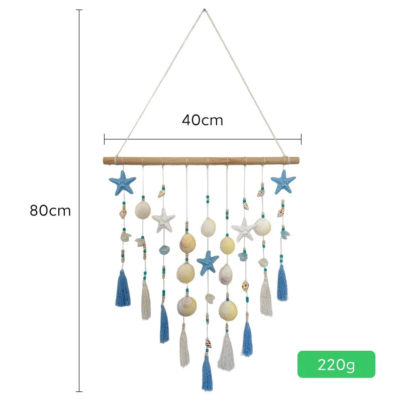 YICKYUE  -  Summer Terrace Dedicated Pendant Shell Woven Hanging Curtain Blue and White Tassel Green Plant Wall Corner Small Fresh Tapestry