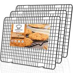 YICKYUE  -  3PCS Black Carbon Steel Baking Cooling Rack for Cakes Bread Cookies -Non-Stick Durable Cooling Grids Multi-Purpose Kitchen Tool