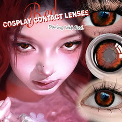 YICKYUE  -  1 Pair Red Cosplay Contact Lenses Yearly Use Soft Anime Eyes Beauty Lenses for Halloween Party Eyes Makeup Fast Shipping