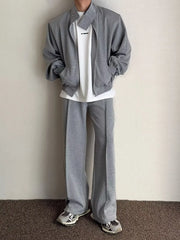 HEARUJOY  -  Autumn Sports Set Men Sports Cardigan Jacket and Jogging Wide Leg Pants Fashion Loose Fishing 2-piece Sets Unisex Tracksuits