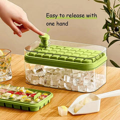 YICKYUE  -  Press Ice Tray Bucket Multifunctional 64 Gride Ice Cube Mold Ice Maker with One-touch To Release Portable Ice Box Ice Cube Tray