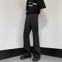 Hearujoy Cleanfit Micro Flared Suit Trousers for Men Spring Summer Elegant High-end Pants High Street Hanging Casual Long Pants for Men