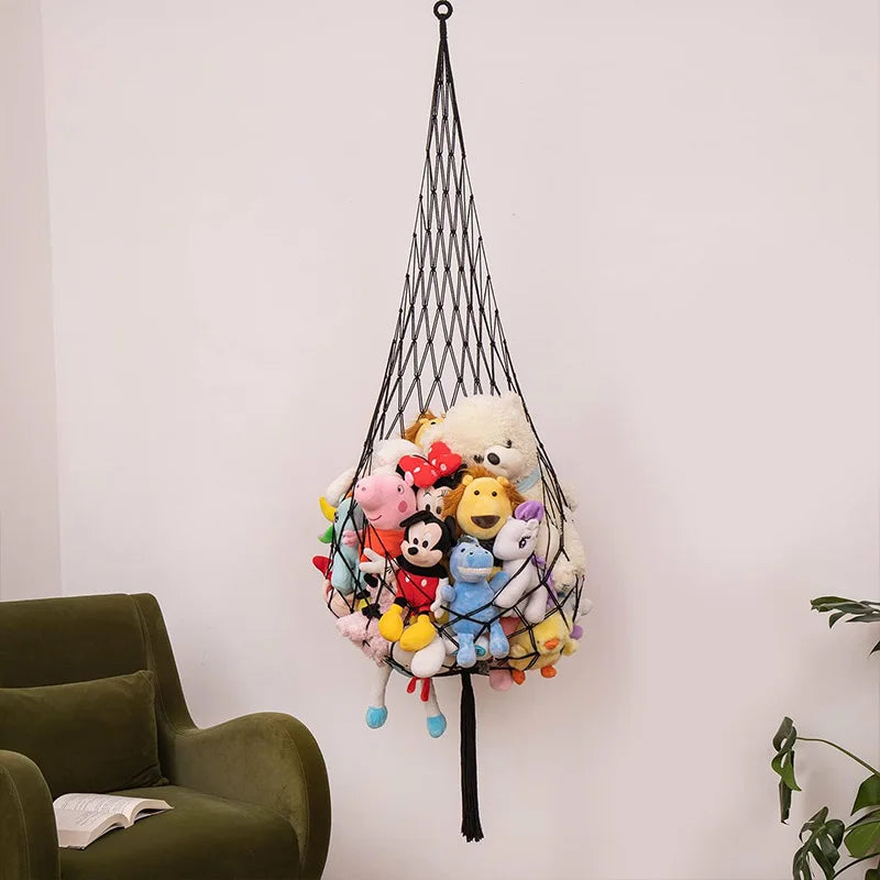 YICKYUE  -  1pcs Hanging Toy Storage Cotton Rope Hanging Net Hand-woven Plush Toy Storage Net Bag Bohemian Toy Hammock