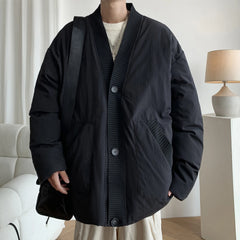 Hearujoy Taoist Robes Cotton Clothes Men Winter Plus Size Loose Handsome Warm Coats Cotton-padded Jackets Streetwear