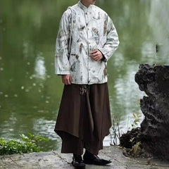 HEARUJOY  -  Y2k Irregular Skirt Pants Japanese Gothic Samurai Pants Hakama Genderless Streetwear Youth Campus Wide-Leg Pants Unisex 2025 New