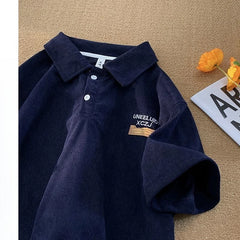 HEARUJOY  -  American Fashion Retro Polo Shirt Men's Short-sleeved Korean Version 2025 New Summer High Street Trend Shirt Lapel T-shirt Chic
