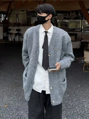 HEARUJOY  -  Man Clothes Coat Cardigan Knitted Sweaters for Men Jacket Warm Loose Fit Casual Korean Style Knitting Cardigans Z77