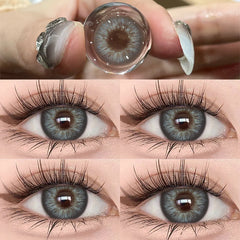 YICKYUE  -  Natural Brown Colored Contact Lenses 14.5mm Big Eyes Glass Pupil Gray Lens Blue Eye Lenses for Daily&Party Makeup