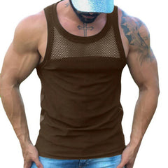 HEARUJOY  -  Mens Vest U-neck Chest Mesh Sleeveless T-Shirts Tops 2023 Summer Casual Sports Tank Tee Tshirt Clothing For Men Plus Size 5XL
