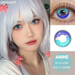 YICKYUE  -  Red& Blue Myopia Colored Contact Lenses 6 Months Disposable Anime Cosplay Contacts For Coser Daily Beauty & Makeup