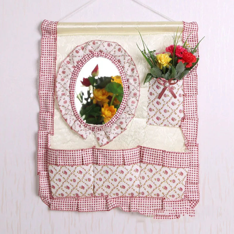 YICKYUE  -  Textile Crafts Wall Hanging Multi-Layer Storage Bag Dressing Mirror Home Decoration Kitchen Living Room Foldable Storage Bag