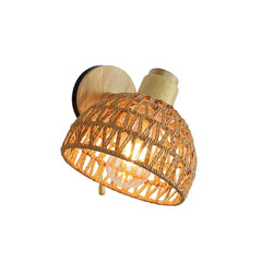 YICKYUE  -  Wall Decor  Room Rattan Ancient Farmhouse Hemp Rope Japanese Woven Lamps Bedside Bedroom Living Room Rural Wall Lamp