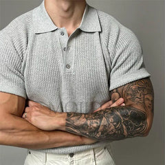 HEARUJOY  -  Summer New Men's Solid Color Knitted Short-Sleeved T-Shirt American Retro Fashion Trend Loose Casual Breathable Men's Tops