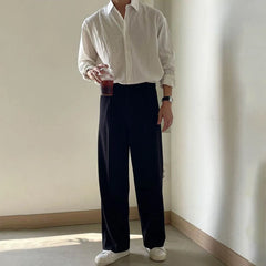 HEARUJOY  -  Autumn New Men's Striped Long-Sleeved Shirt Japanese Retro Fashion Trend Simple Loose Casual Breathable Niche Men's Tops