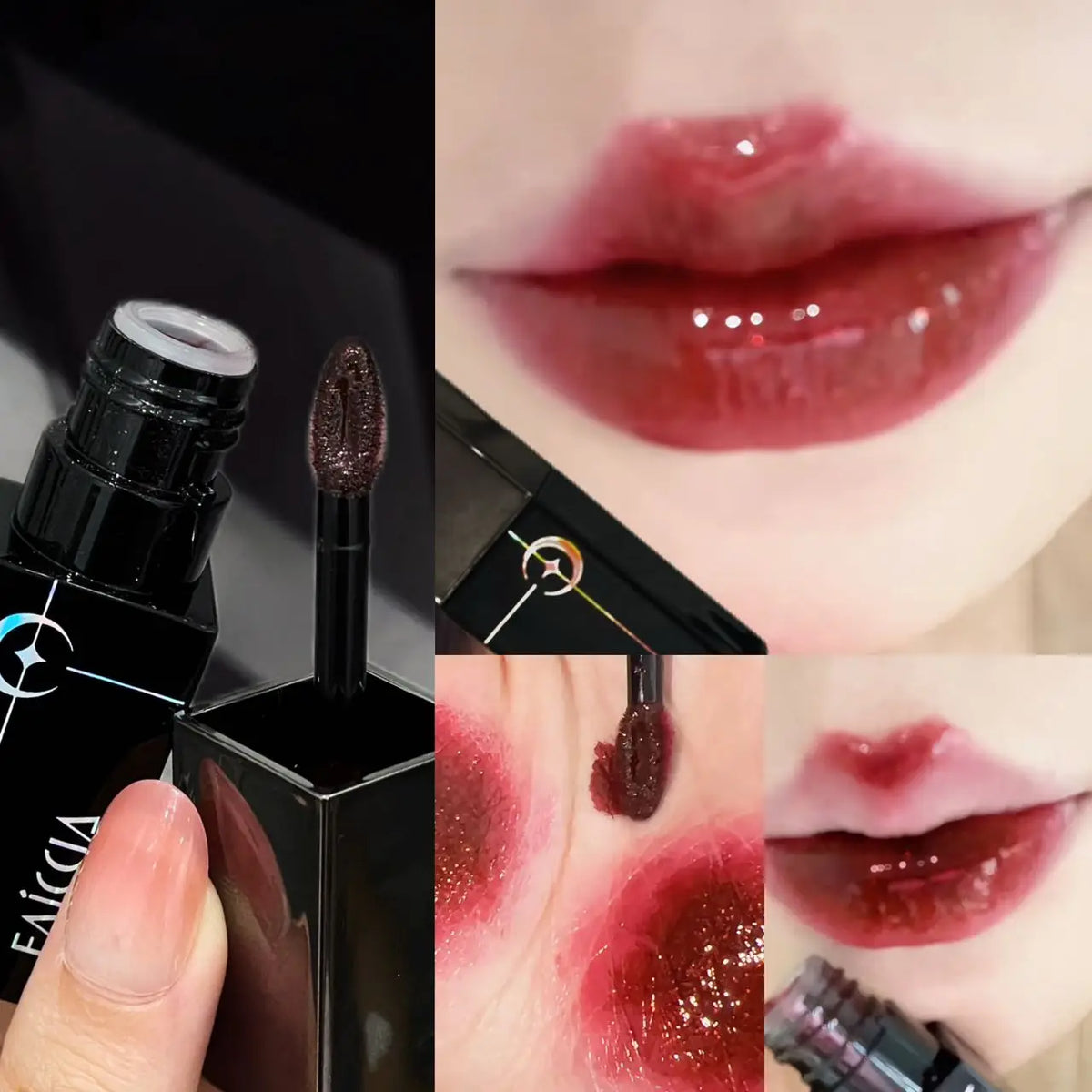 YICKYUE  -  Gothic Matte Black Liquid Lipstick Moisturizer Long-Lasting Punk Blue Green Sparkling Pearl Lip Gloss Halloween Lip Glaze Makeup