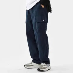 HEARUJOY  -  Spring Autumn New Fashion Elastic High Waist Solid Men's Clothing Casual Pocket All-match Korean Trend Simplicity Straight Pants