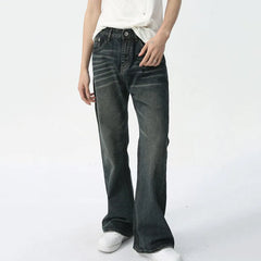 Hearujoy Summer Men's Flared jeans American style Retro Washed Water ripple design Fashion Trend Denim Pants 9C5603