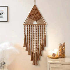YICKYUE  -  Minimalist Modern Style Hand Knitting Pendant Tassel Cotton Pendant Creativity Home Decoration Bedroom Door Decorative Brown