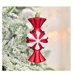YICKYUE  -  78pcs Christmas Ball Mix Decoration Set Shatterproof Plastic Painted Christmas Hat Cane Christmas Elements Hanging Xmas Ornament