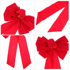 YICKYUE  -  4Pcs Classic Christmas Bowknot Ornament Elegant Fabric Bow Decor for Tree Party Home Mall Office Holiday Gift Joyful Vibes