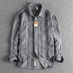 HEARUJOY  -  Ethnic Style Navajo Totem American Casual Shirt Men Spring Autumn New Style Vintage Loose Small Shirt Coat