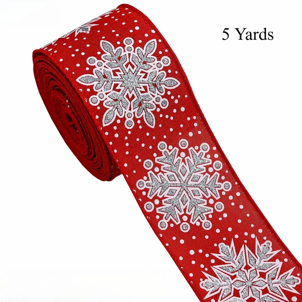 YICKYUE  -  Christmas Snowflake Bow Ribbon, Xmas Wired Edge Ribbon Holiday Red White Burlap Ribbon For Gift Wrapping Christmas Decorations