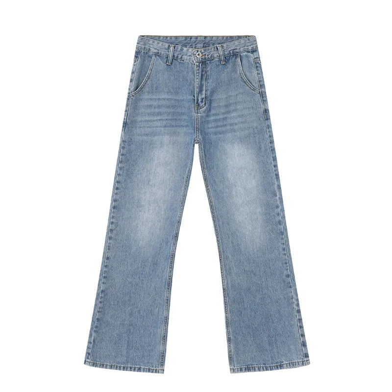 Hearujoy Simple Men Jeans Summer Casual Loose Boot Cut Trousers Zipper Straight Denim Pants Men's Wear Fashion Tide 9C5974