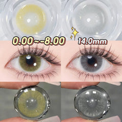 YICKYUE  -  Graduated Contact Lenses With Diopters Cosmetic Makeup Natural Colored Eye Contacts 14.0mm 6 Months