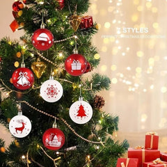 YICKYUE  -  Christmas Ball Decoration Set, Polka Dot Hanging Balls, Tree Decorations, Glittering Red And White Plastic Christmas Trinkets