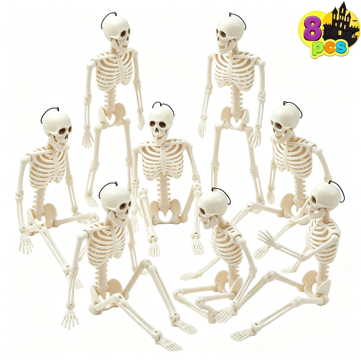 YICKYUE  -  4-8PCS Small Skeleton Decor Skeleton Halloween Decoration Outdoors 16in Body Posable Joints Hanging Skeleton for Halloween Decor