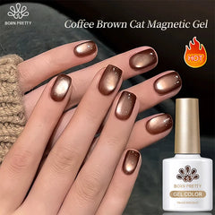 YICKYUE  -  10ml Coffee Brown Cat Magnetic Nail Gel Polish Set with Soak Off UV LED Gel Polish Manicure Nail Art Autumn Kit