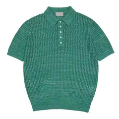 HEARUJOY  -  Summer Short Sleeved Knitted Polo Shirt Men Senior Korean Slim Fit Top Fashion Casual  hollow out Kint Tshirts High Quality
