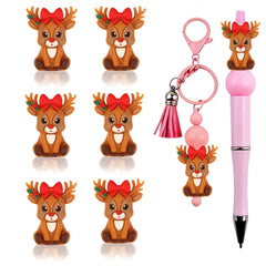YICKYUE  -  10 Pcs 3D Gel Bead Kit Suitable For Christmas/Holiday DIY Craft Beads With Bow Reindeer Shapes, For Jewelry Making Accessories