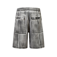 Hearujoy High Street Front Pockets Graffiti Painted Drawstring Cargo Shorts for Men and Women Straight Baggy Casual Five Point Pants