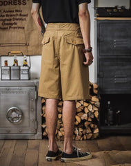 HEARUJOY  -  Vintage Gurkha Shorts Men Safari Style High Waist Buckle Button Knee Length Naples Pants Summer Casual Loose Shorts High Quality