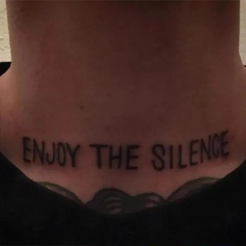 YICKYUE  -  ENJOY THE SILENCE Letter Tattoo Stickers for Women Man Neck Art Temporary Tattoos Waterproof Fake Tattoo Lasting Punk Sticker