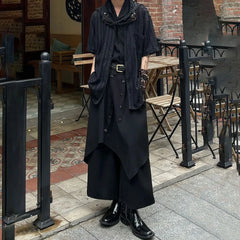 HEARUJOY  -  Genderless Trendy Skirt Gothic Dark Style Loose Hakama Pants Wide Leg Pants Large Size Design Samurai Pants Men Clothing