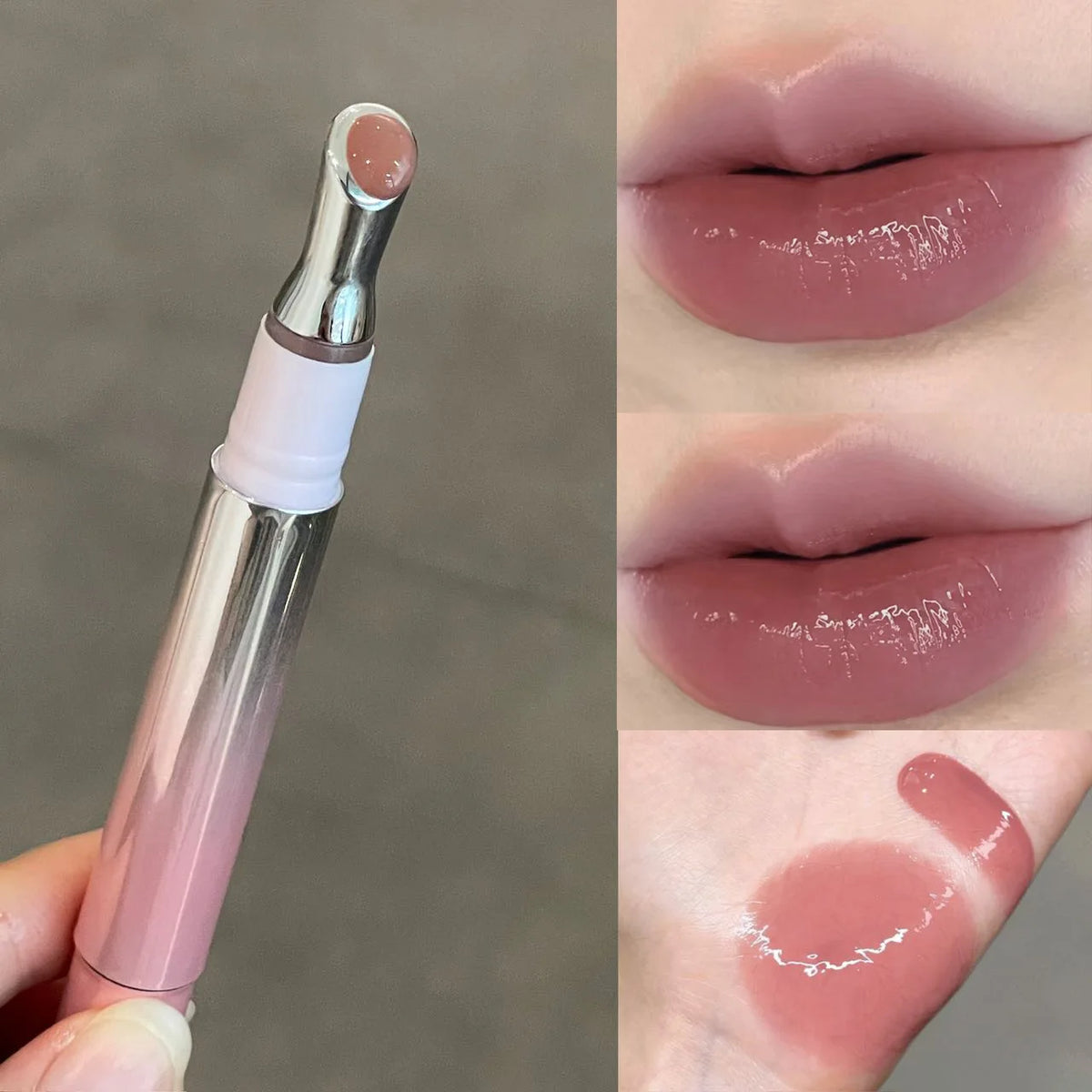 YICKYUE  -  Mirror Water Gloss Lip Glaze Jelly Lip Gloss LongLasting Non Greasy Metal Ice Clear Lips Tint Moisturizer Lip Essence Oil Makeup