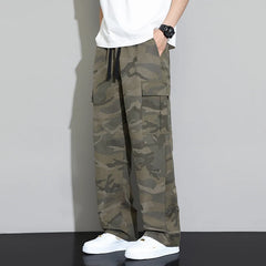 Hearujoy New Summer Lightweight Wide Leg Cargo Pants Men Camouflage Trousers Neutral Loose Pocket Straight Outdoor Fashion Hot Selling