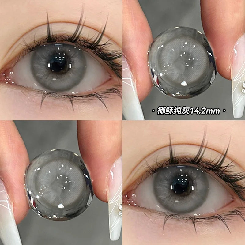 YICKYUE  -  1Pair Soft Contact Lenses Grey Lenses Blue Eye Diameter 14.5mm  14.2mm 14.0mm Grey Lens Myopia Degree Beautiful Pupil